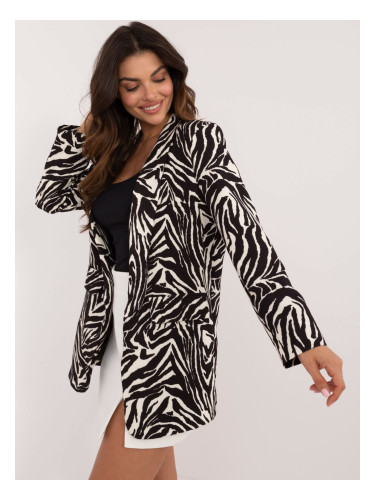 Ecru - black blazer with zebra print