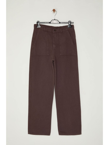 Trendyol Brown Straight Fit Pocket Detailed Baggy Trousers