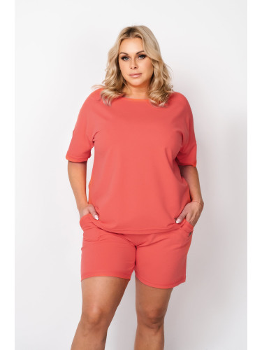 Alta women's blouse with short sleeves - coral