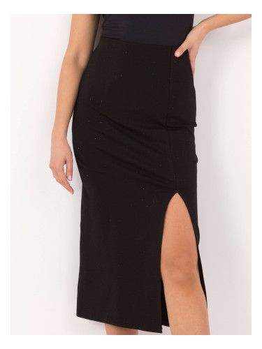 Black pencil skirt with slit