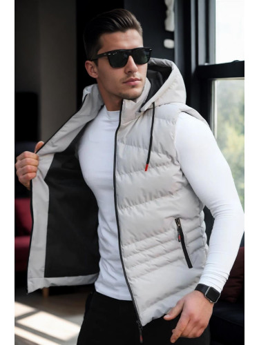 17736 Dewberry Removable Hooded Mens Vest-STONE