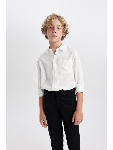 DEFACTO Boy's White Oxford Long Sleeve School Shirt