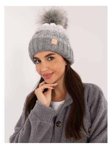 Grey women's knitted winter hat RUE PARIS