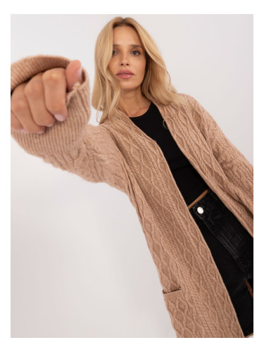 Brown women's cardigan without fastening