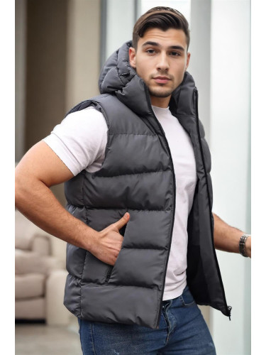 98149 Dewberry Hooded Mens Vest-ANTHRACITE