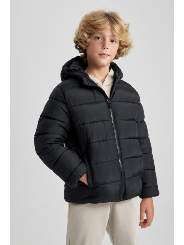 DEFACTO Boys' Water Repellent Hooded Puffer Coat