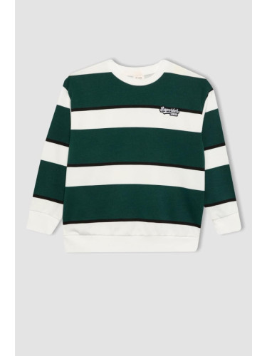 DEFACTO Boy's Oversize Fit Crew Neck Striped Sweatshirt