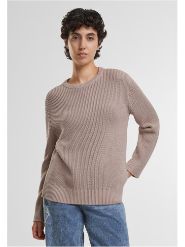 Women's ribbed knitted sweater powder pink