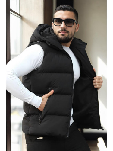 98149 Dewberry Hooded Mens Vest-BLACK