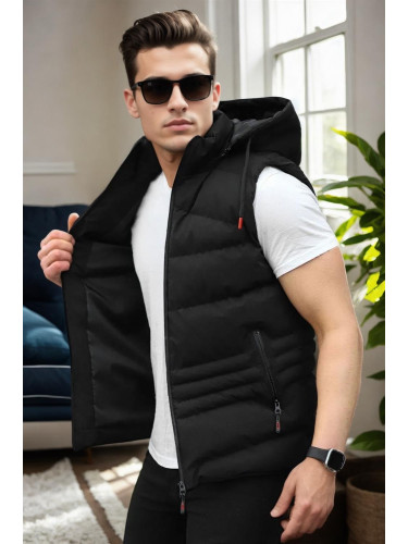 17736 Dewberry Removable Hooded Mens Vest-BLACK