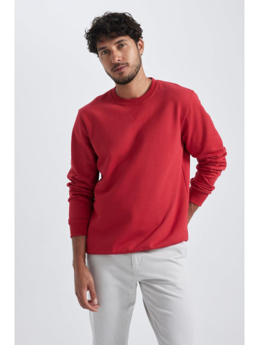 DEFACTO Regular Fit Valentine's Day Crew Neck Basic Cotton Red Sweatshirt