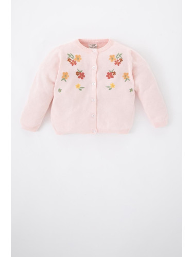 DEFACTO Baby Girl Floral Crew Neck Cardigan