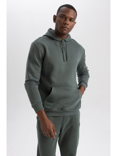 DEFACTO Regular Fit Basic Hooded Sweatshirt with Soft Fuzzy Inside