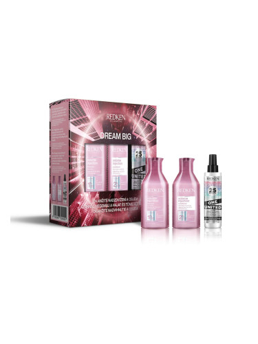 Redken Volume Injection Dream Big Подаръчен комплект шампоан Volume Injection 300 ml + балсам Volume Injection 300 ml + грижа за косата One United All-In-One Multi-Benefit Treatment 150 ml