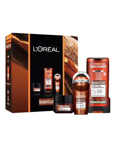 L'Oréal Paris Men Expert Barber Club Подаръчен комплект балсам за брада Barber Club 3 in 1 Beard Balm 50 ml + душ гел Men Expert Barber Club Body, Hair & Beard Wash 300 ml + дезодорант Men Expert Barber Club 48H Protective Deodorant 50 ml