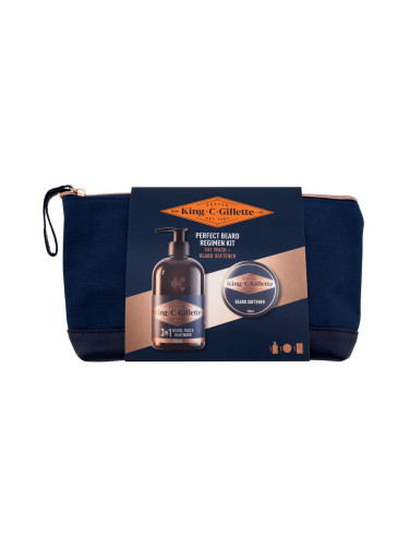 Gillette King C. Perfect Beard Regimen Kit Подаръчен комплект шампоан Gillette King C. Beard, Face & Hair Wash 350 ml + балсам за брада Gillette King C. Beard Softener 100 ml