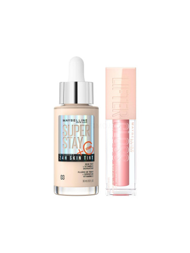 Пакет с отстъпка Фон дьо тен Maybelline Superstay 24H Skin Tint + Vitamin C + Блясък за устни Maybelline Lifter Gloss