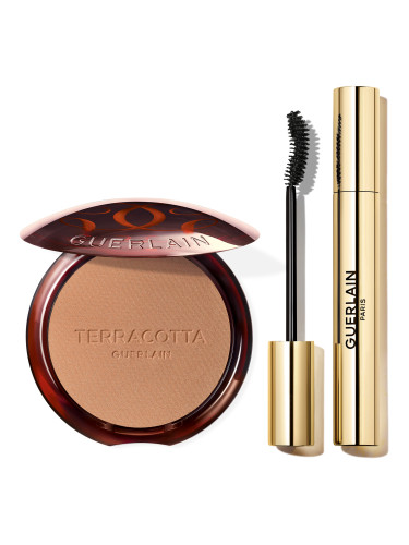 КОМПЛЕКТ GUERLAIN The Terracotta X Noir G SetThe Bronzing Powder & 24H Intense Volume Curl Mascara Пудра компактна дамски  