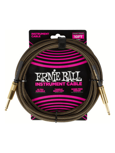 Ernie Ball Braided Instrument Cable Straight/Straight 3 m Директен - Директен Инструментален кабел