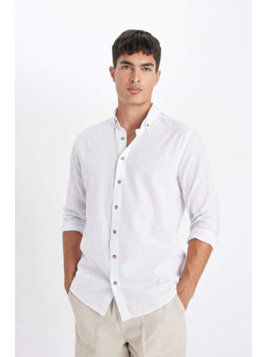 DEFACTO DFC - Modern Fit Polo Collar Long Sleeve Shirt