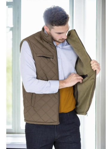 15240 Dewberry Quilted Mens Vest with Fleece Inside-Khaki
