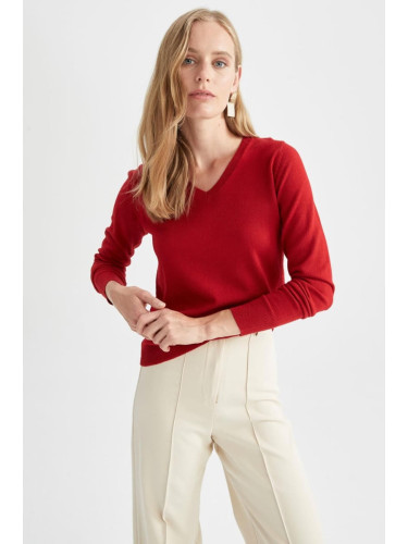 DEFACTO Basic V-Neck Extra Soft Textured Knitwear Sweater