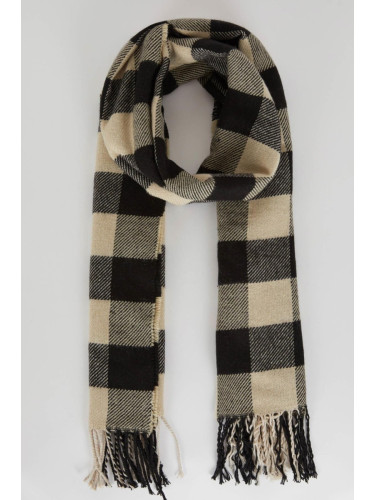 DEFACTO Women's Checkered Tasseled Knitwear Scarf