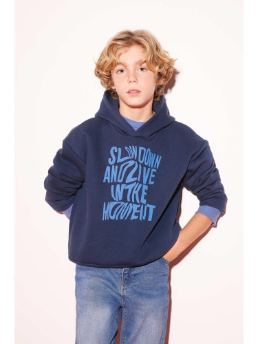 DEFACTO Boys Oversize Fit Hooded Printed Thick Sweatshirt