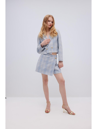 DEFACTO High Waist Plaid Tweed Mini Shorts Skirt