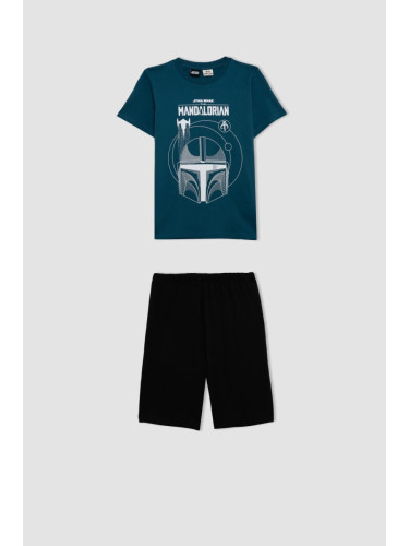 DEFACTO Boy's Star Wars-The Mandalorian Short Sleeve Pajama Set with Shorts