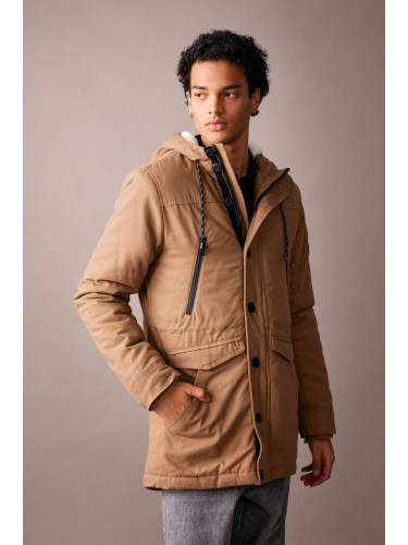 DEFACTO Slim Fit Hooded Plush Lining Coat Parka