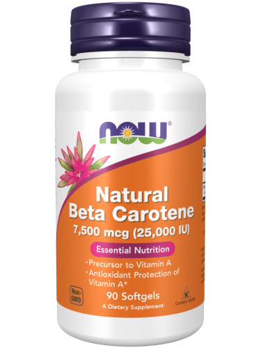 NOW - Natural Beta Carotene 25,000 IU - 90 Дражета
