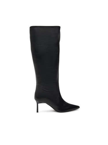 Calvin Klein Ботуши Heel Knee Boot 70 Lth HW0HW02162 Черен