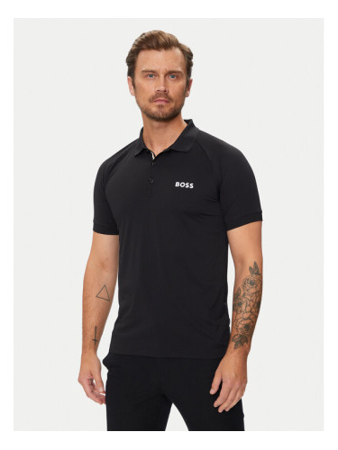 Boss Тениска с яка и копчета Patteo MB 15 50519853 Черен Slim Fit