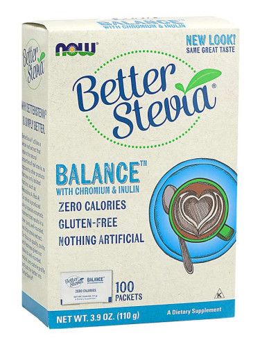 NOW - Stevia Balance (With Chromium & Inulin) - 100 Пакета