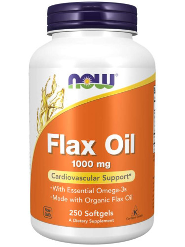 NOW - Flax Oil Organic 1000 МГ - 250 Дражета