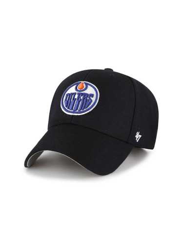 Шапка с козирка 47 brand NHL Edmonton Oilers в черно с апликация H-MVP06WBV-BKH