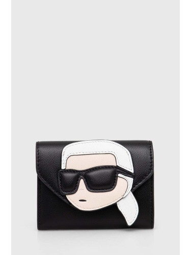 Кожен портфейл Karl Lagerfeld дамски в черно 245W3214