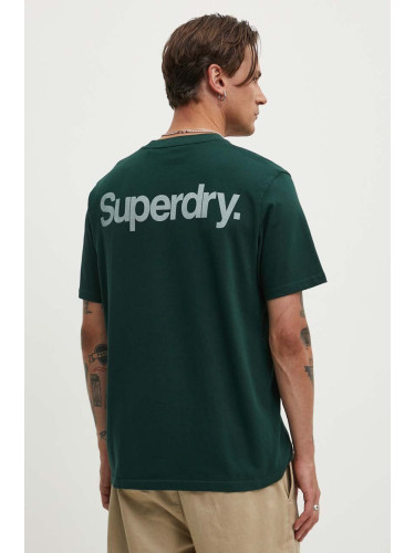 Памучна тениска Superdry в зелено с принт M1012032A-27E