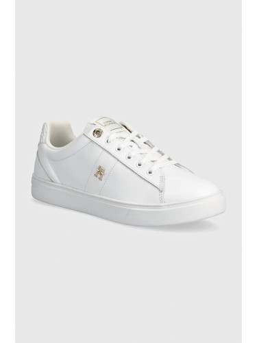 Кожени маратонки Tommy Hilfiger ELEVATED ESSENT SNEAKER MONOGRAM в бяло FW0FW07999