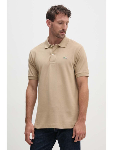 Памучна тениска с яка Lacoste Koszulka Lacoste Polo Classic Fit L1212 02S в кафяво с изчистен дизайн