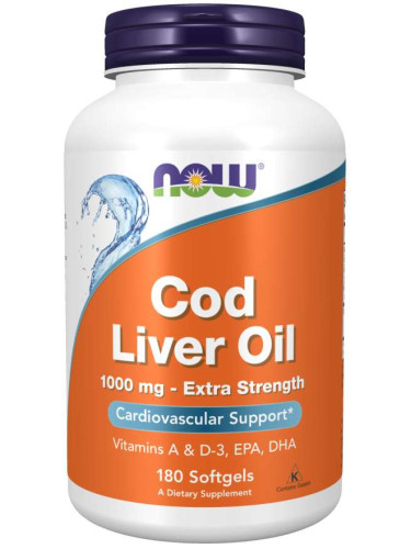NOW - Cod Liver Oil 1000 МГ - 180 Дражета