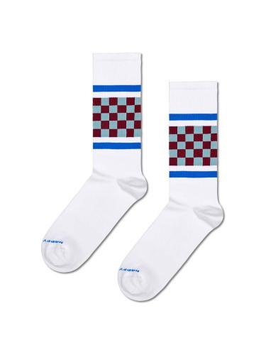 Чорапи Happy Socks Checked Stripe Sneaker Sock в бяло P001876