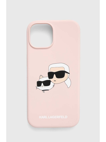 Кейс за телефон Karl Lagerfeld iPhone 15 / 14 / 13 6.1 в розово KLHMP15SSKCHPPLP