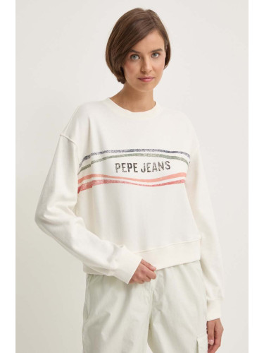 Суичър Pepe Jeans EDELINE в бежово с принт PL581444