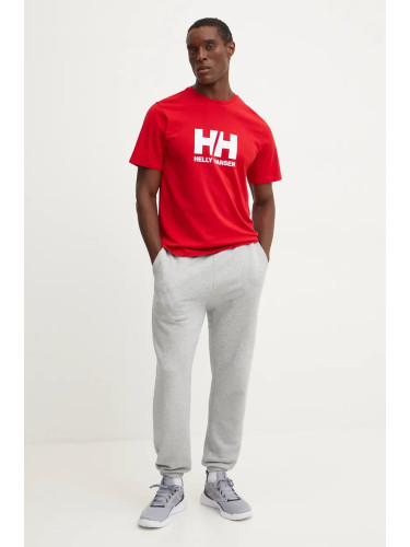 Памучна тениска Helly Hansen HH LOGO в червено с принт 30396