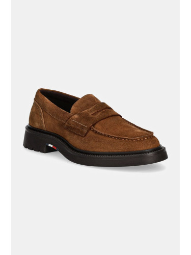 Велурени мокасини Tommy Hilfiger HILFIGER COMFORT LWT SDE LOAFER в кафяво FM0FM05263