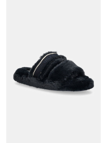 Пантофи Tommy Hilfiger HILFIGER FUR BASICS SLIPPER в тъмносиньо FW0FW08343