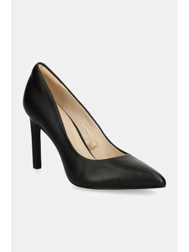 Кожени обувки с тънък ток Calvin Klein HEEL PUMP 90 LTH в черно HW0HW02171