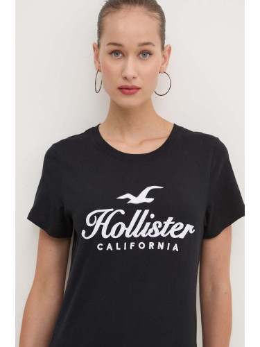 Памучна тениска Hollister Co. в черно KI357-3284